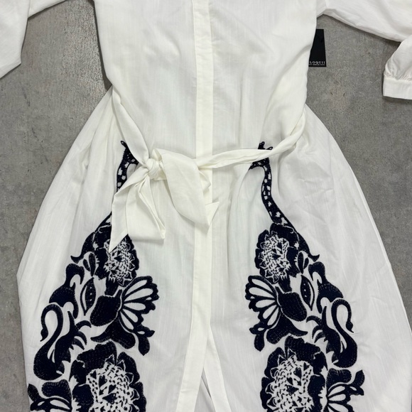 Eloquii size 20 NWT embroidered giraffe printed belted button front midi dress - Picture 9 of 14